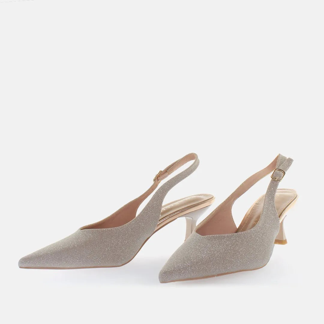Decollete slingback scollo V lux rosaoro