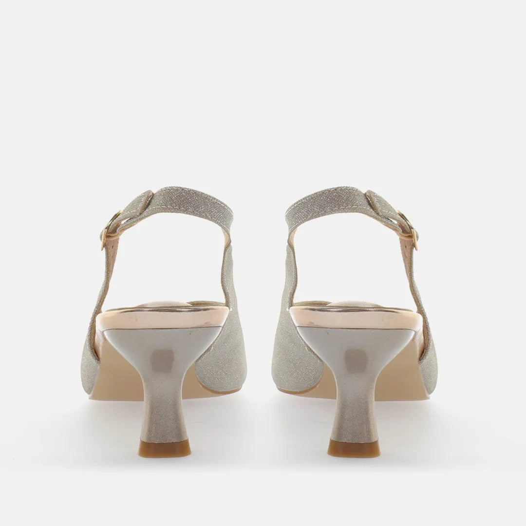 Decollete slingback scollo V lux rosaoro